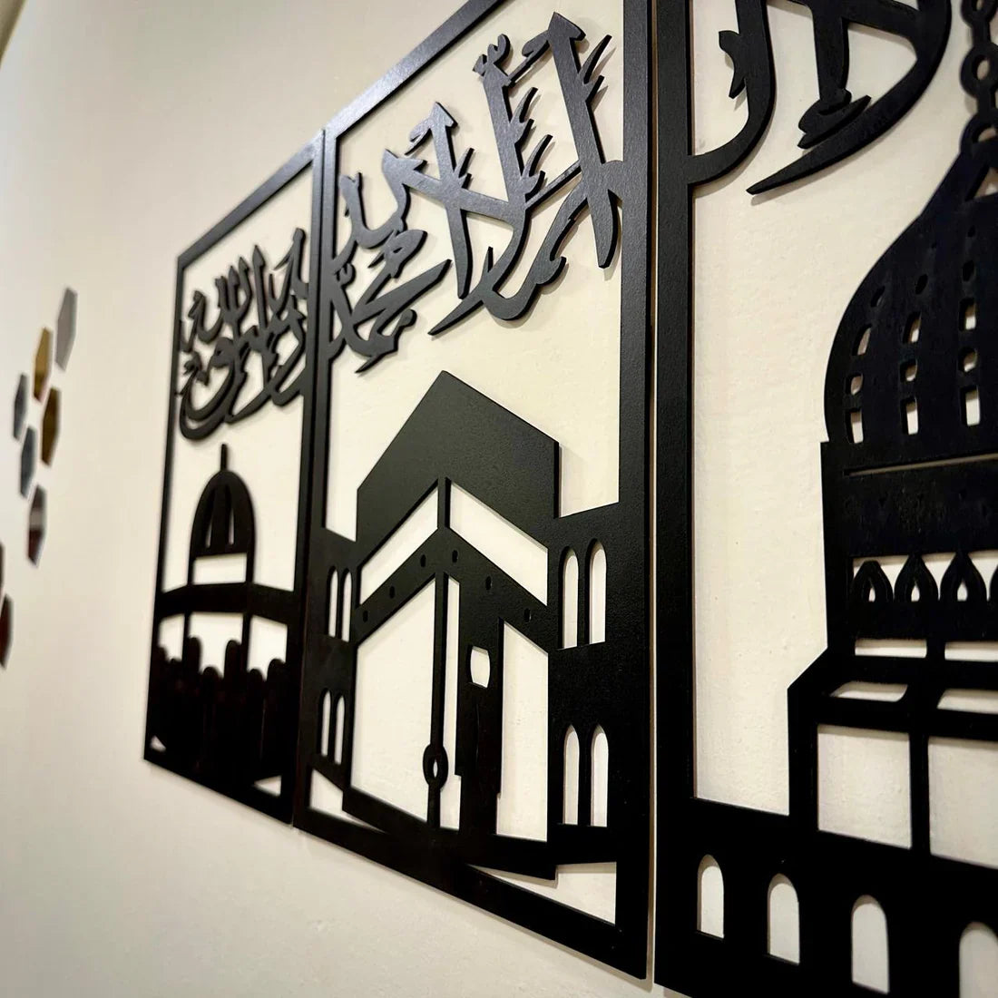 THREE FRAMES KALMA ISLAMIC WOODEN WALL ART