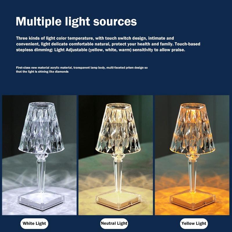 Rose Diamond RGB Crystal Lamp - 16 Color Changing LED with Touch and Remote Control