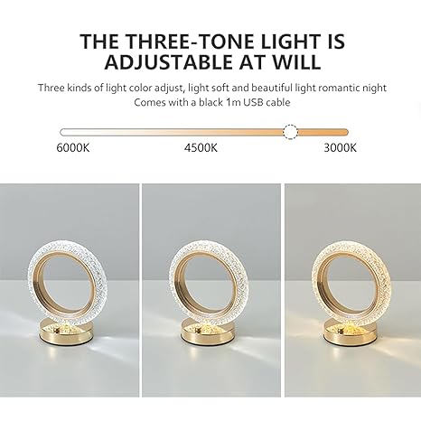 Tiktok Portable LED Crystal Table Lamp - Touch Sensor Lamp for Modern Decor