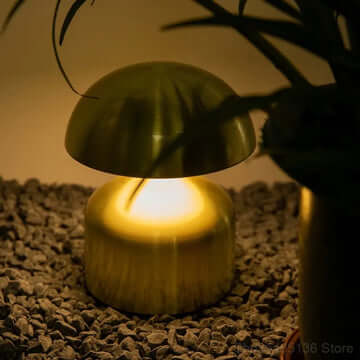 Metal Touch Sense Mushroom Nightlight Desk Lamp - Best for Restaurant Ambience and Home Decor - Stepless Dimming - Rechargeable - Battery Powered