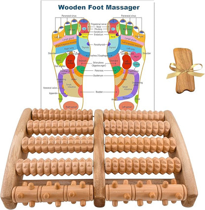 Foot Massage, Wooden Roller Massager Reflexology Foot Therapy