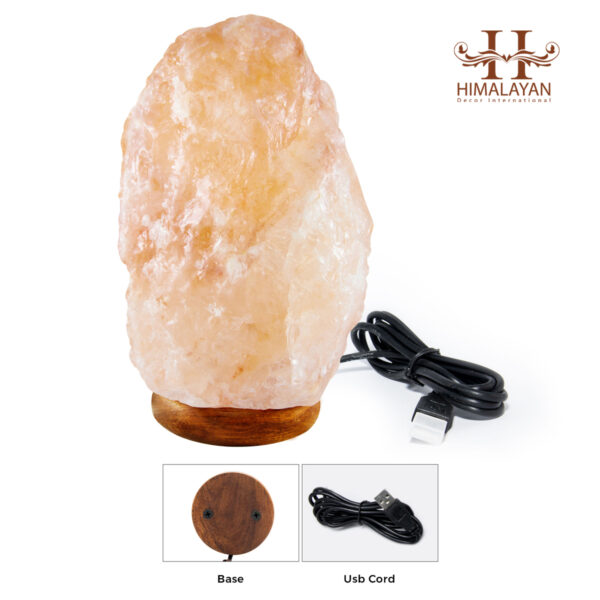 Natural Shape USB Salt Lamp with Multicolored LED Bulb