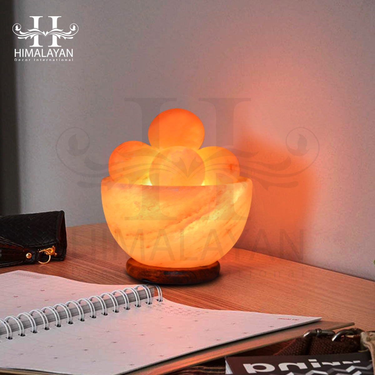 Attractive Fire Bowl Salt Lamp w Salt Balls