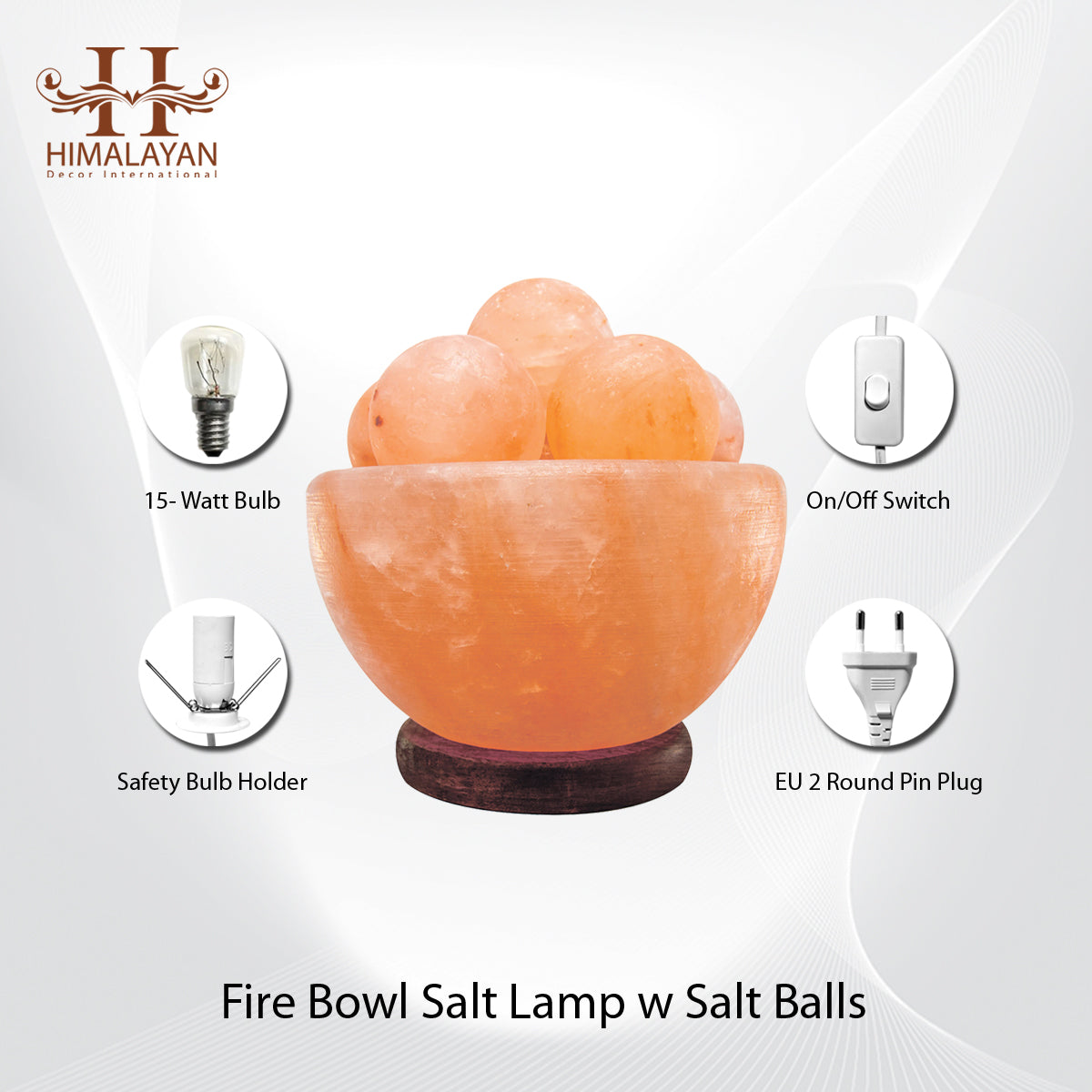 Attractive Fire Bowl Salt Lamp w Salt Balls