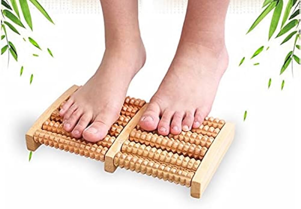 Foot Massage, Wooden Roller Massager Reflexology Foot Therapy