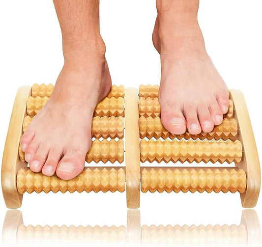 Foot Massage, Wooden Roller Massager Reflexology Foot Therapy