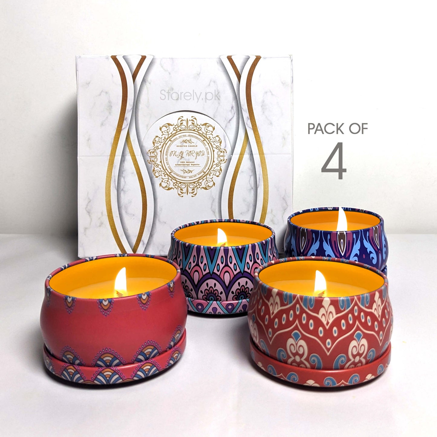 Elegant Scented Candles with Artistic Metal Designs (Small)