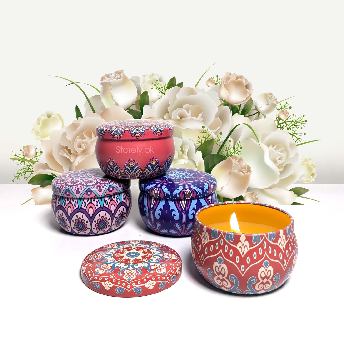 Elegant Scented Candles with Artistic Metal Designs (Small)