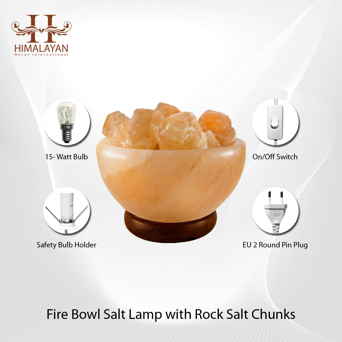 Fire Bowl Salt Lamp with Rock Salt Chunks