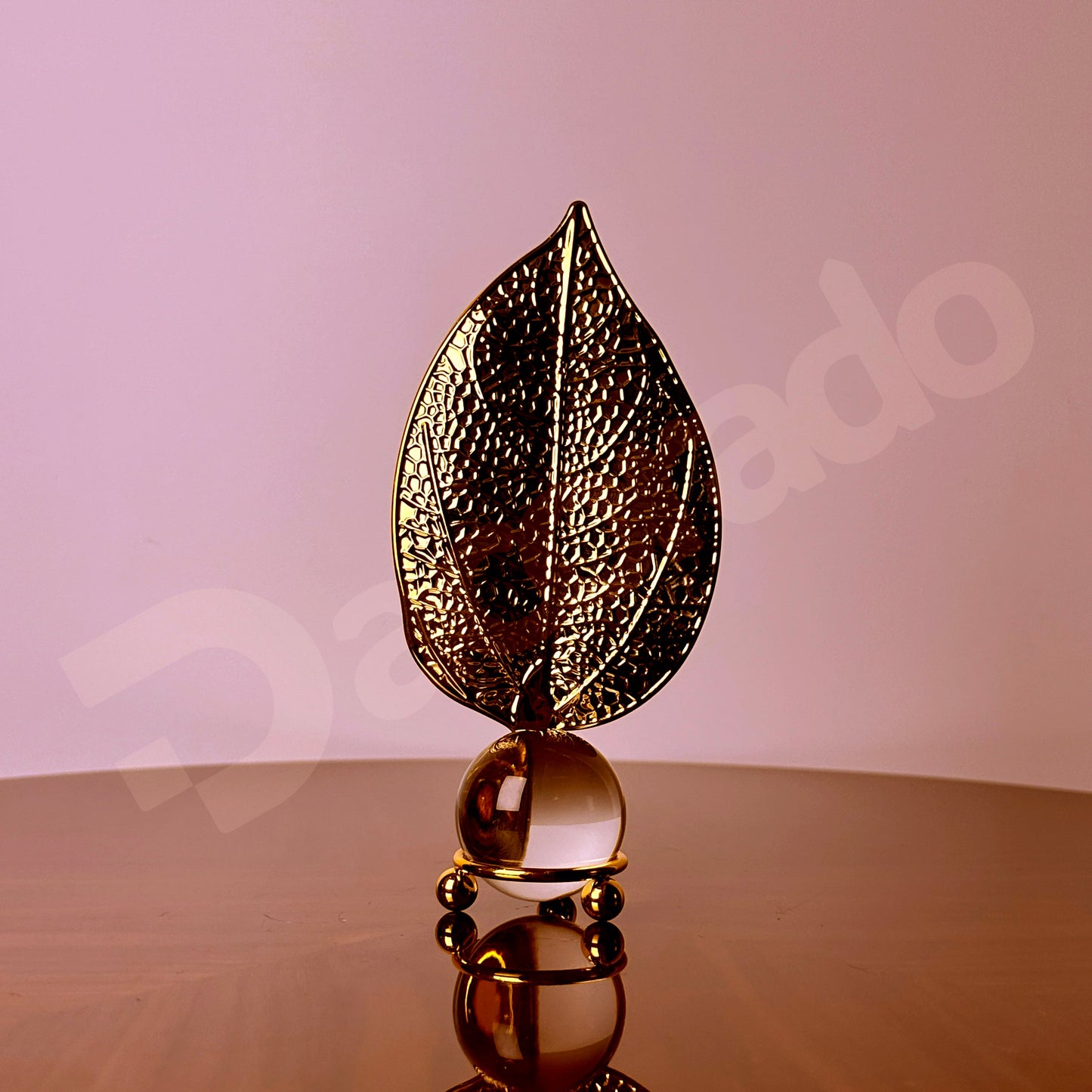 Golden Leaf with Crystal Glass Ball