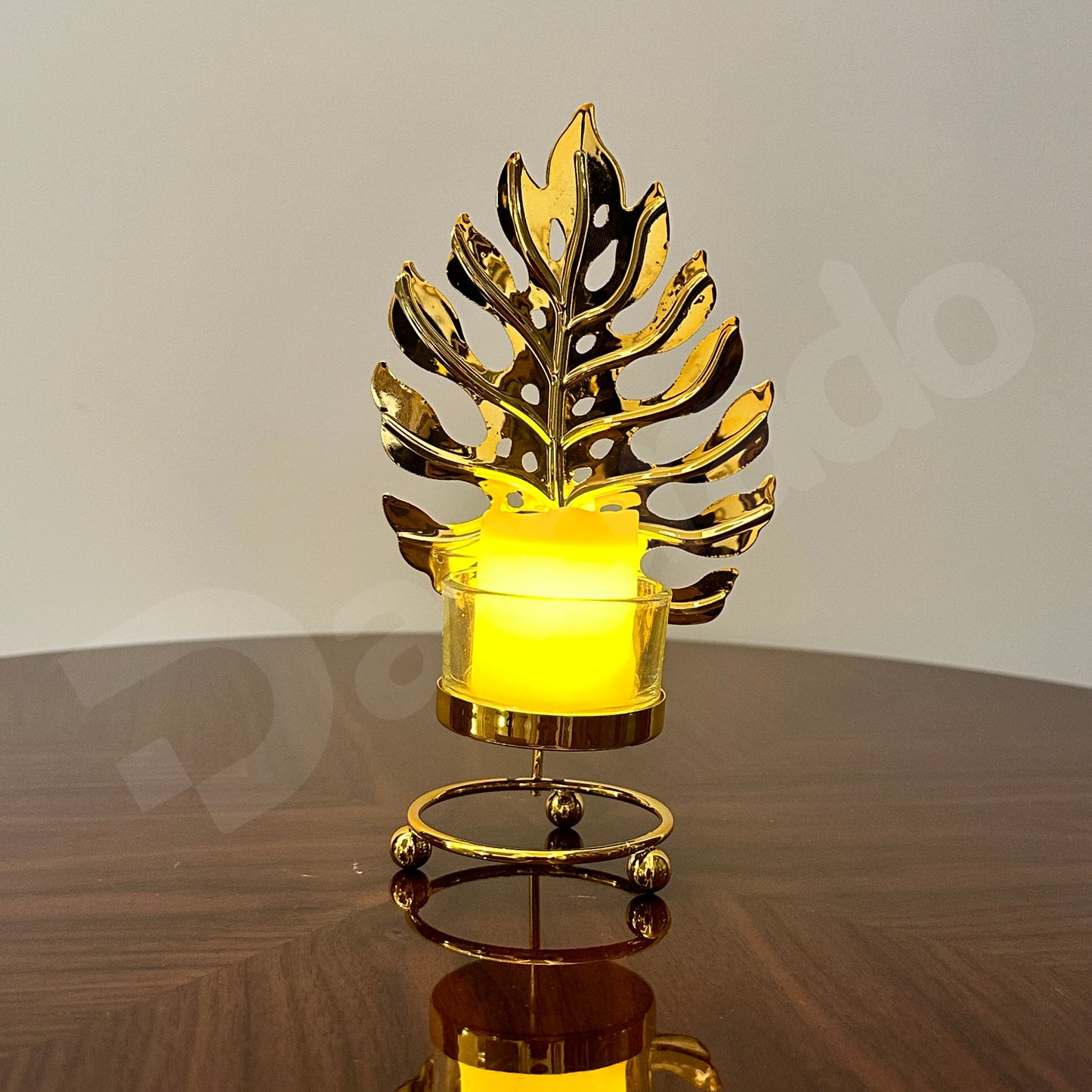 Golden Rowan Leaf Candle Holder