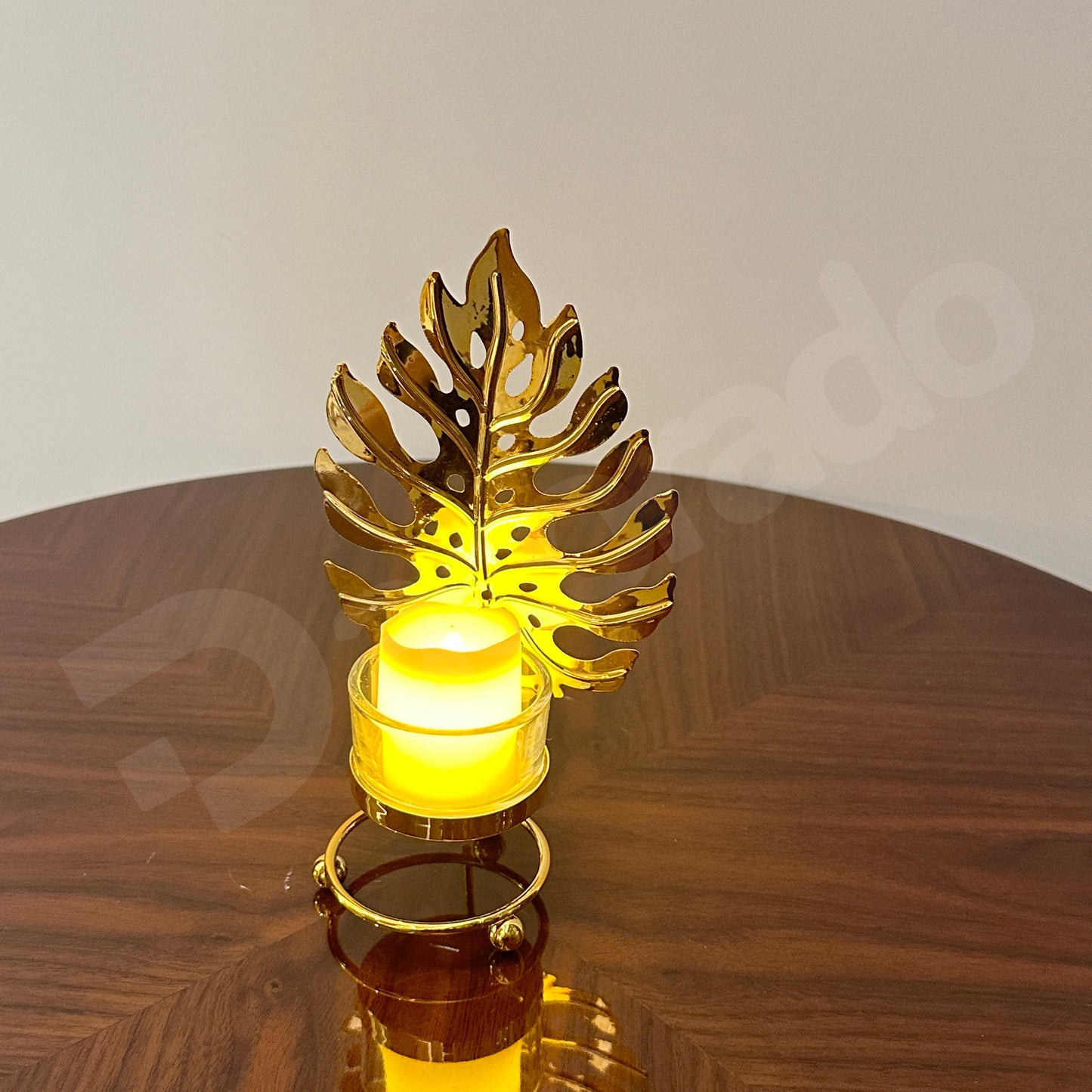 Golden Rowan Leaf Candle Holder