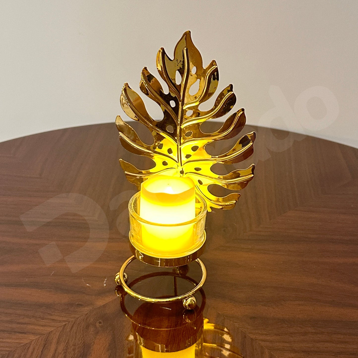 Golden Rowan Leaf Candle Holder