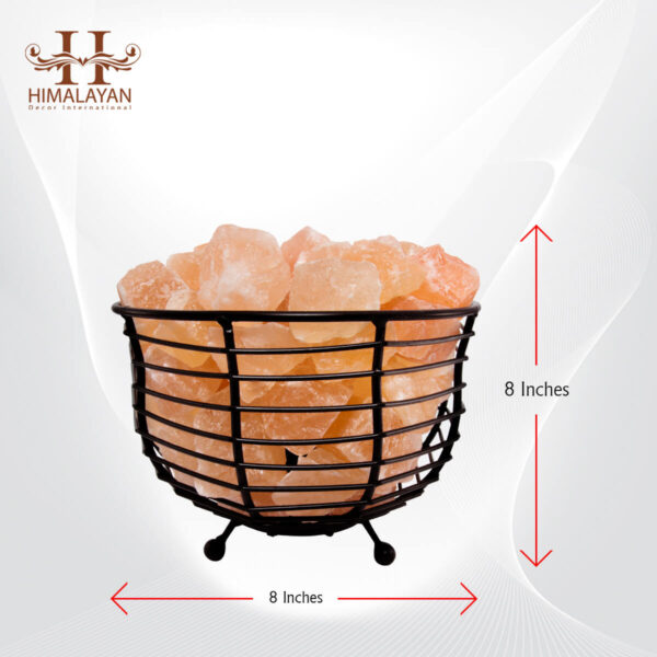 Bowl Shape Metal Basket Lamp with Salt Chunks – Natural Air Purifier