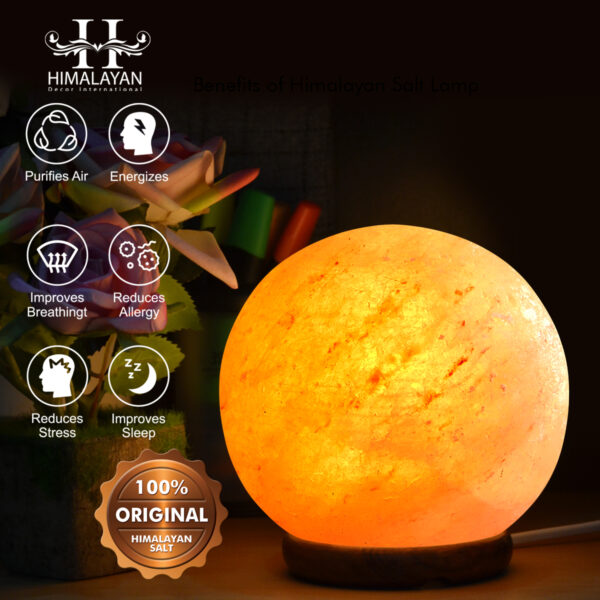 Decorative and Natural Air Purifier Ball Shape Salt Lamp