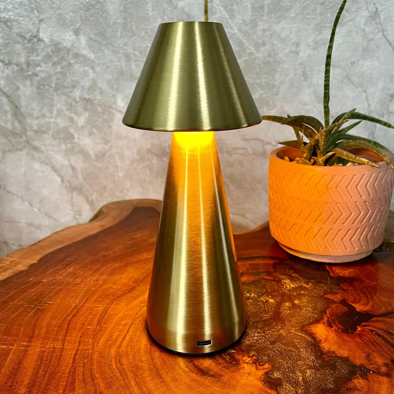 Truncated Cone Shape Retro Style Minimalist Touch Sense Lamp - Rechargeable Cordless Compact USB LED Table Lamp for Modern Decor and Perfect Ambience