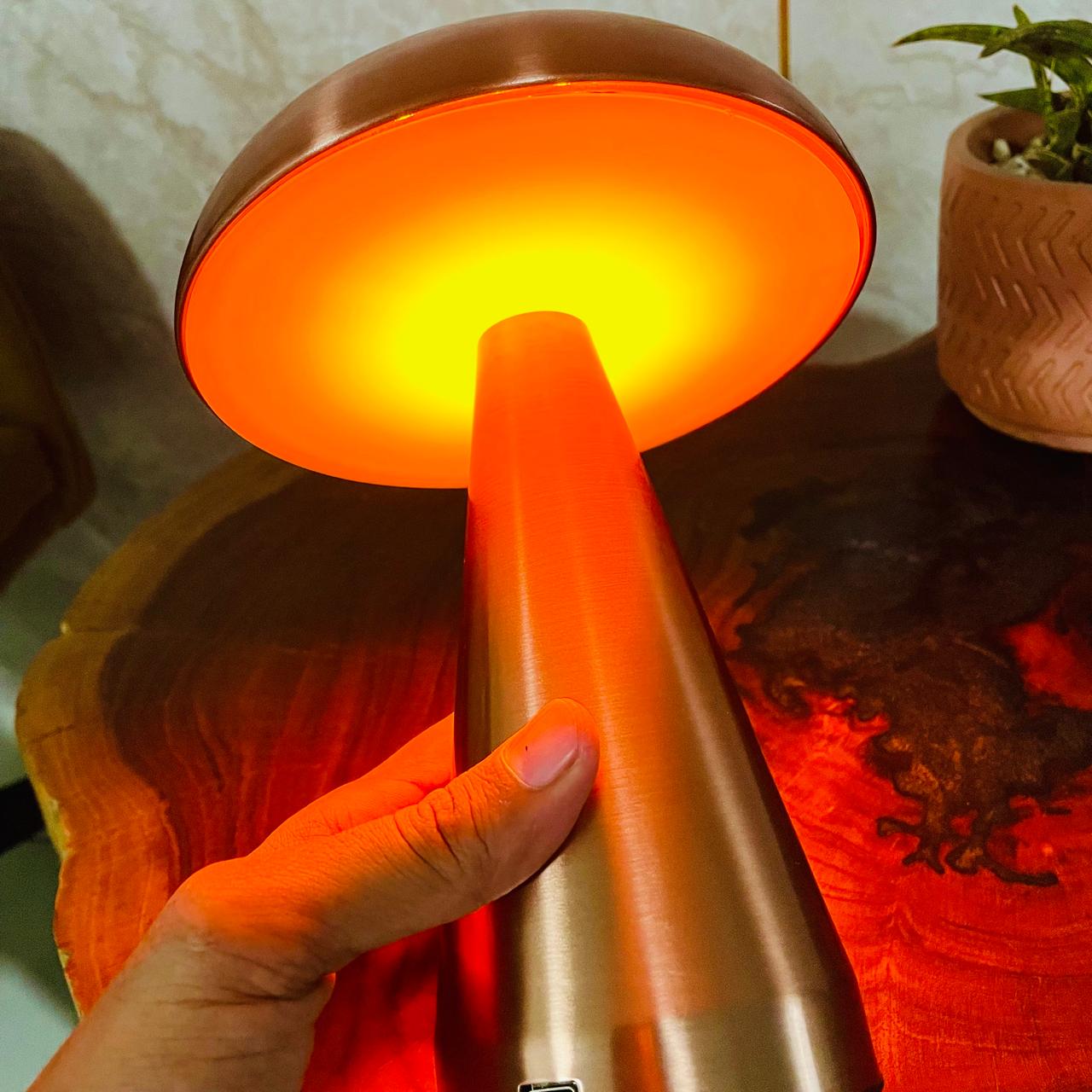 Umbrella Mushroom Shape Retro Style Minimalist Touch Sense Lamp - Rechargeable Cordless Compact USB LED Table Lamp for Modern Decor and Perfect Ambience