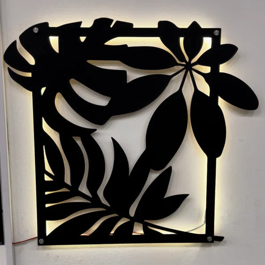 BALCK WOODEN FLOWER ART WALL DECORE
