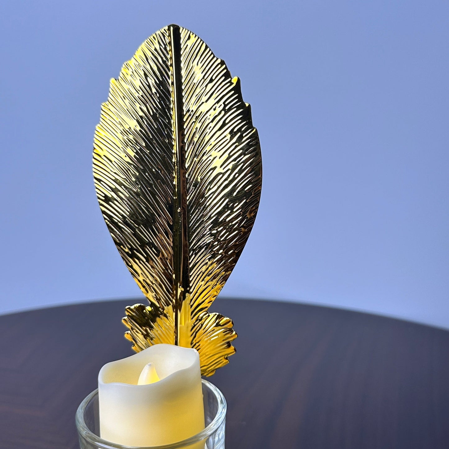 Golden Plain Leaf Candle Holder