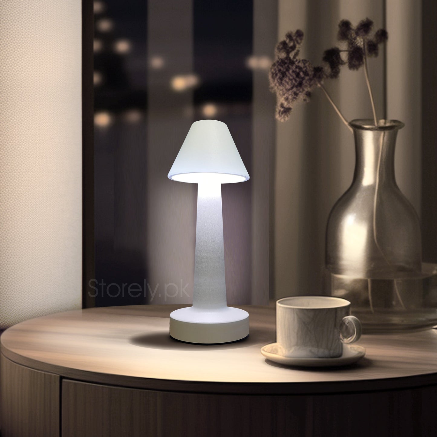 Truncated Cone Shape Retro Style Minimalist Touch Sense Lamp - Rechargeable Cordless Compact USB LED Table Lamp for Modern Decor and Perfect Ambience