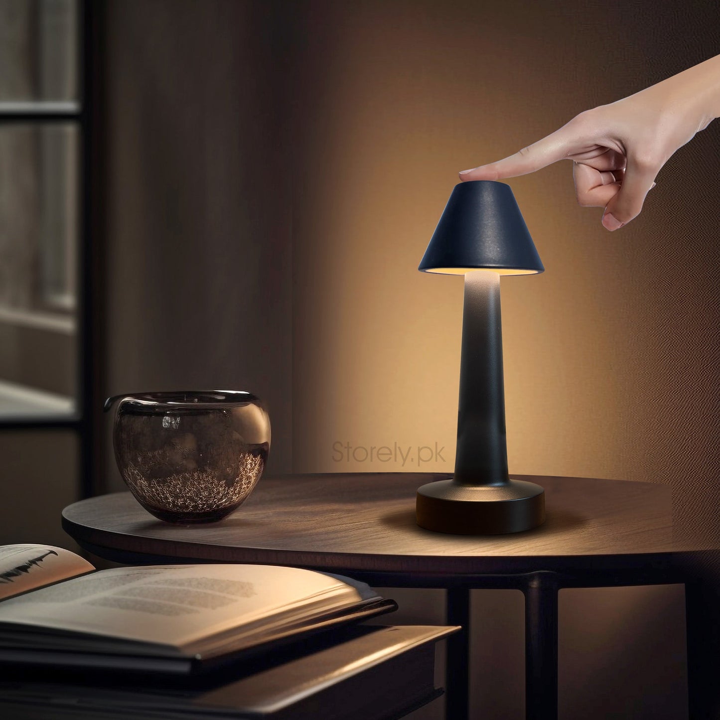 Truncated Cone Shape Retro Style Minimalist Touch Sense Lamp - Rechargeable Cordless Compact USB LED Table Lamp for Modern Decor and Perfect Ambience