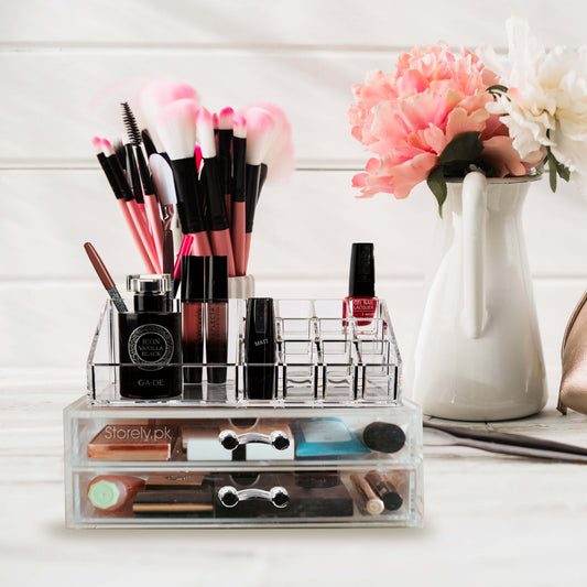 Acrylic Makeup Organizers with 2 Drawers