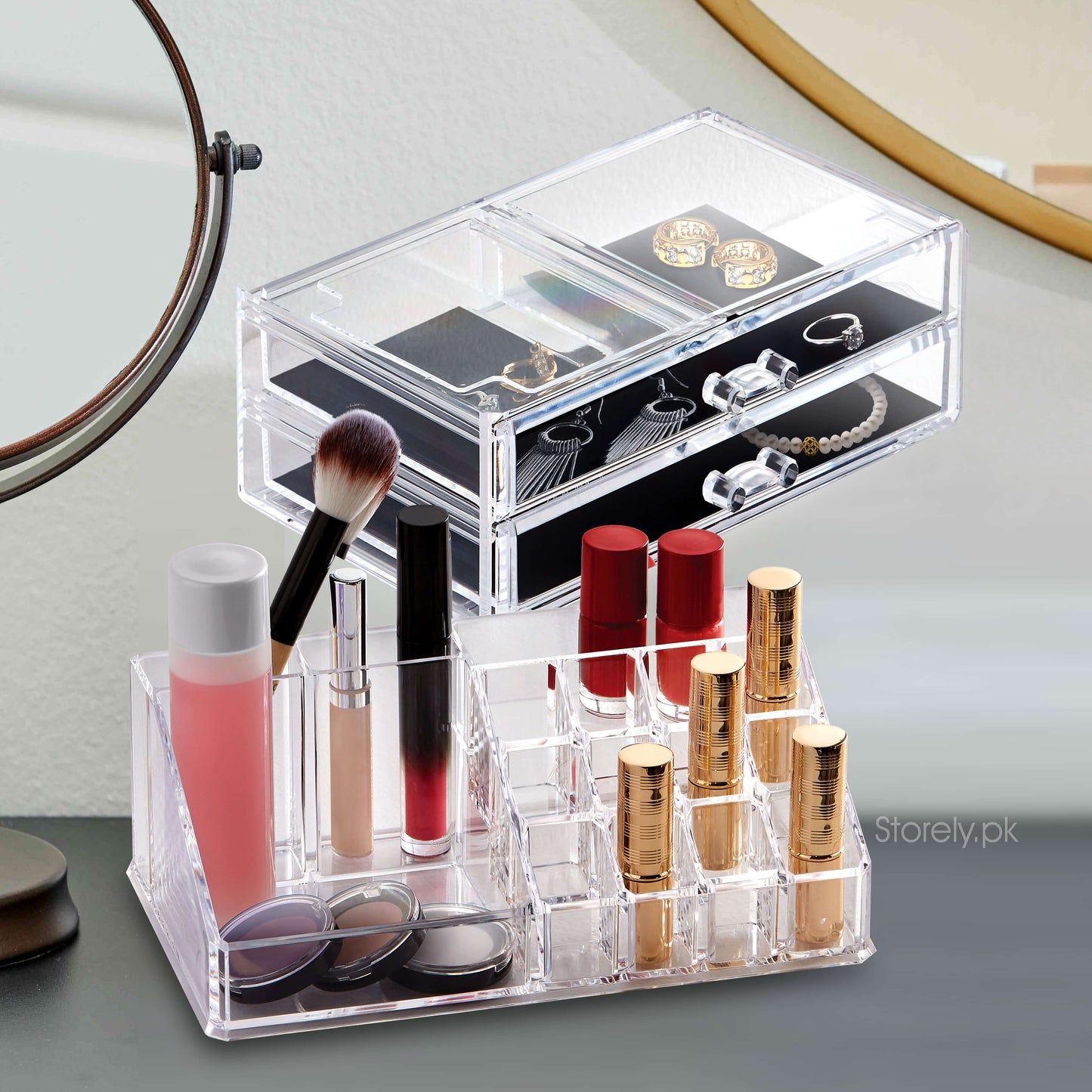 Acrylic Makeup Organizers with 2 Drawers