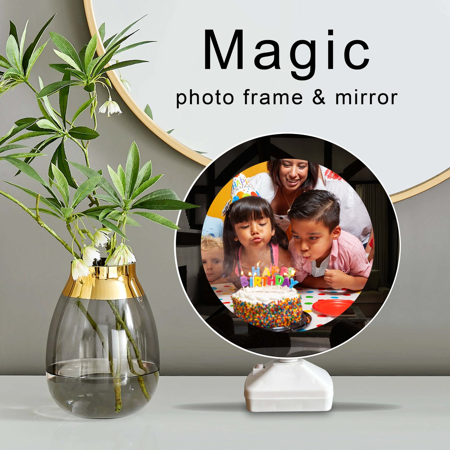 Magic Photo Frame & Mirror - Round Shape