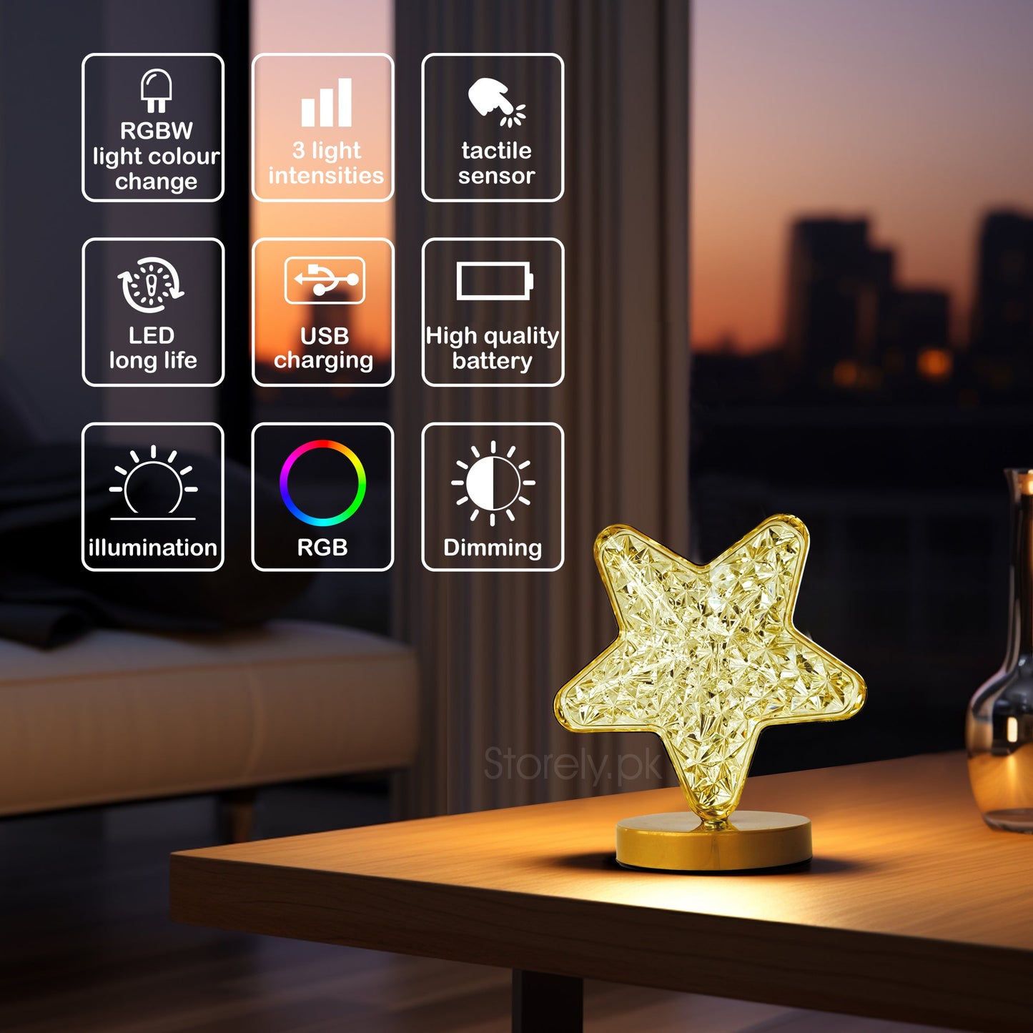 Acrylic LED Star Touch Table Lamp - Modern Star Lamp Night Light