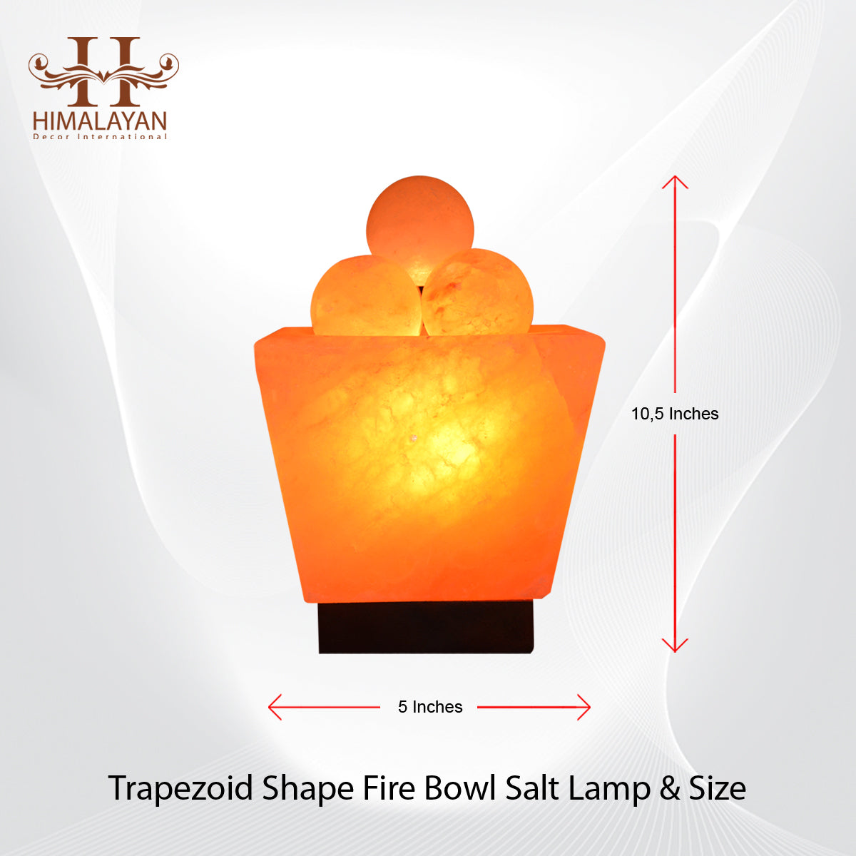 Trapezoid Shape Fire Bowl Salt Lamp w Ball Shape Chunks