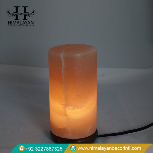 Cylinder Shape USB Salt Lamp with Multicolored LED Bulb