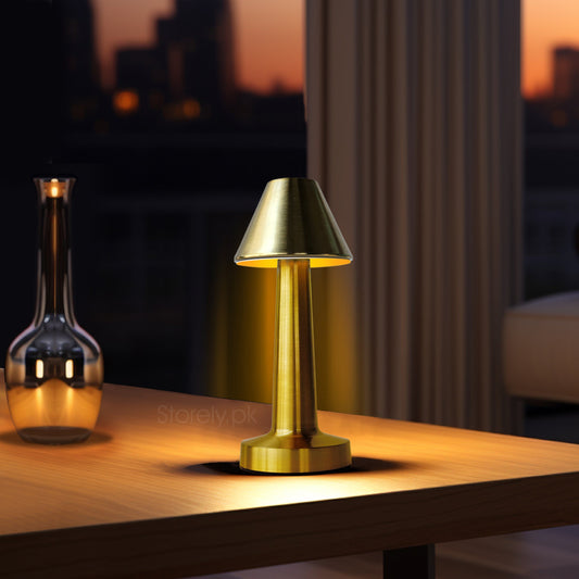 Truncated Cone Shape Retro Style Minimalist Touch Sense Lamp - Rechargeable Cordless Compact USB LED Table Lamp for Modern Decor and Perfect Ambience