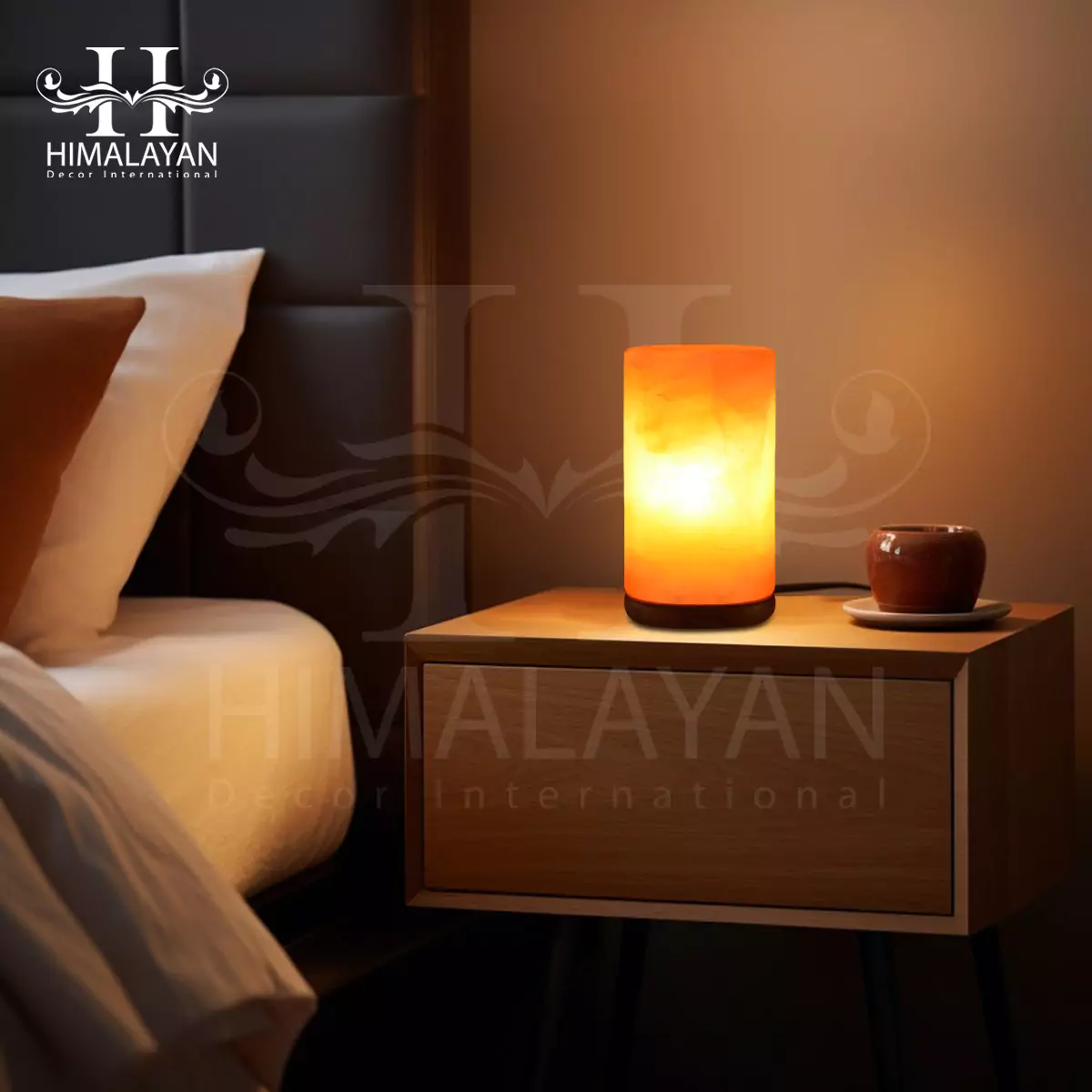 Cylinder Shape Lamp with Himalayan Crystal Rock Salt