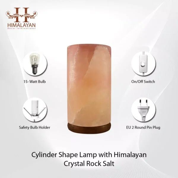 Cylinder Shape Lamp with Himalayan Crystal Rock Salt