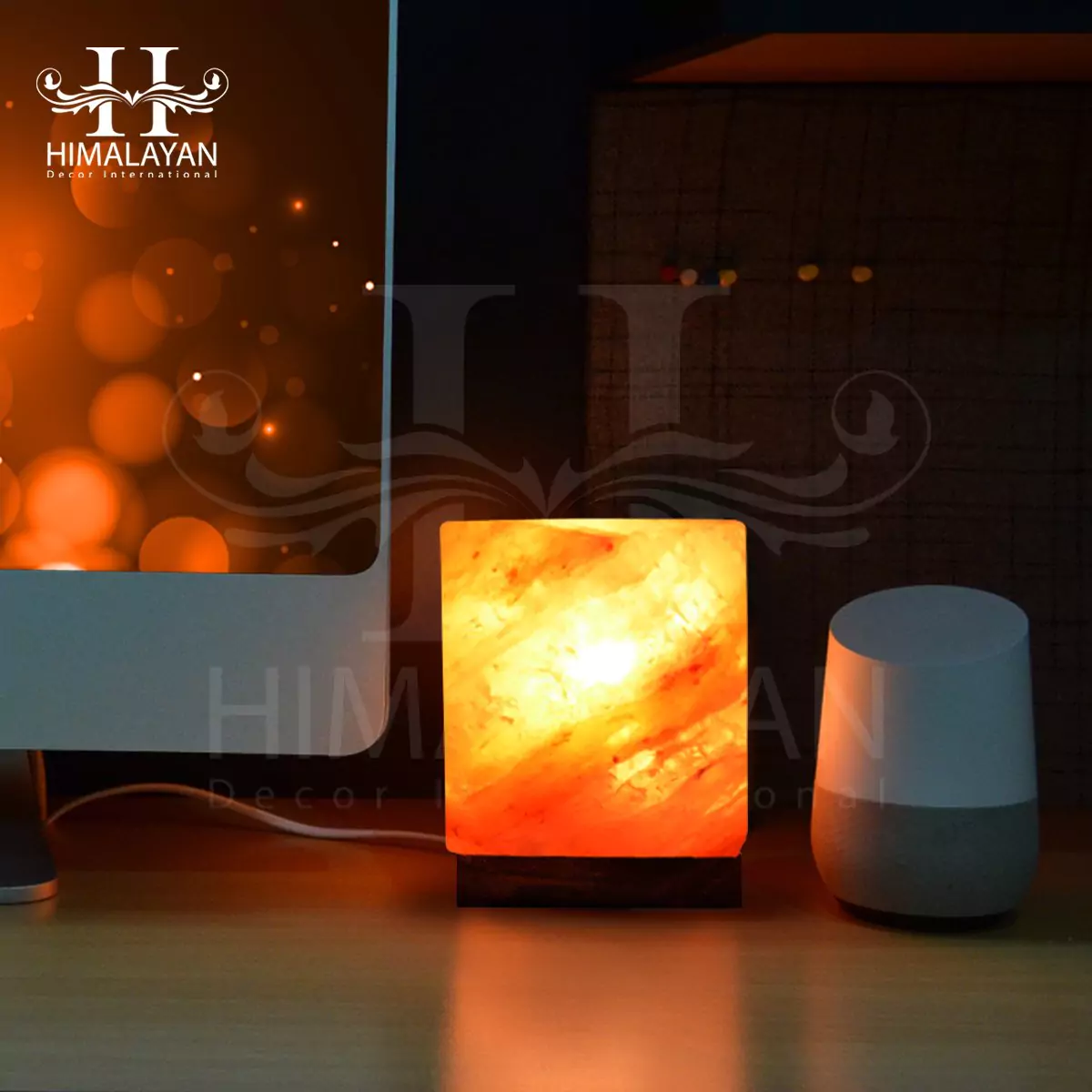 Decorative and Natural Dehumidifier Cube Shape Himalayan Crystal Salt Lamp