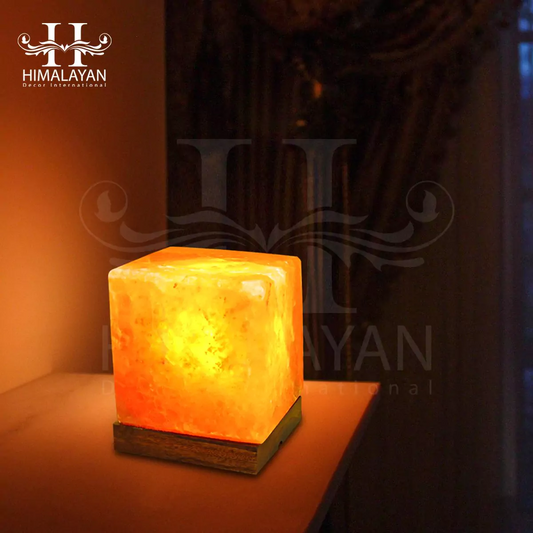 Decorative and Natural Dehumidifier Cube Shape Himalayan Crystal Salt Lamp