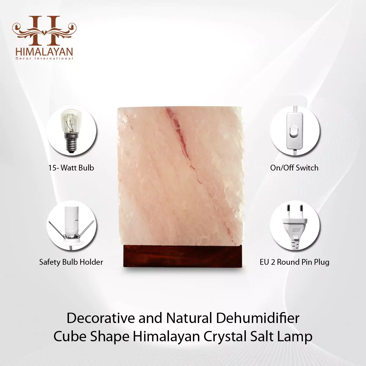 Decorative and Natural Dehumidifier Cube Shape Himalayan Crystal Salt Lamp