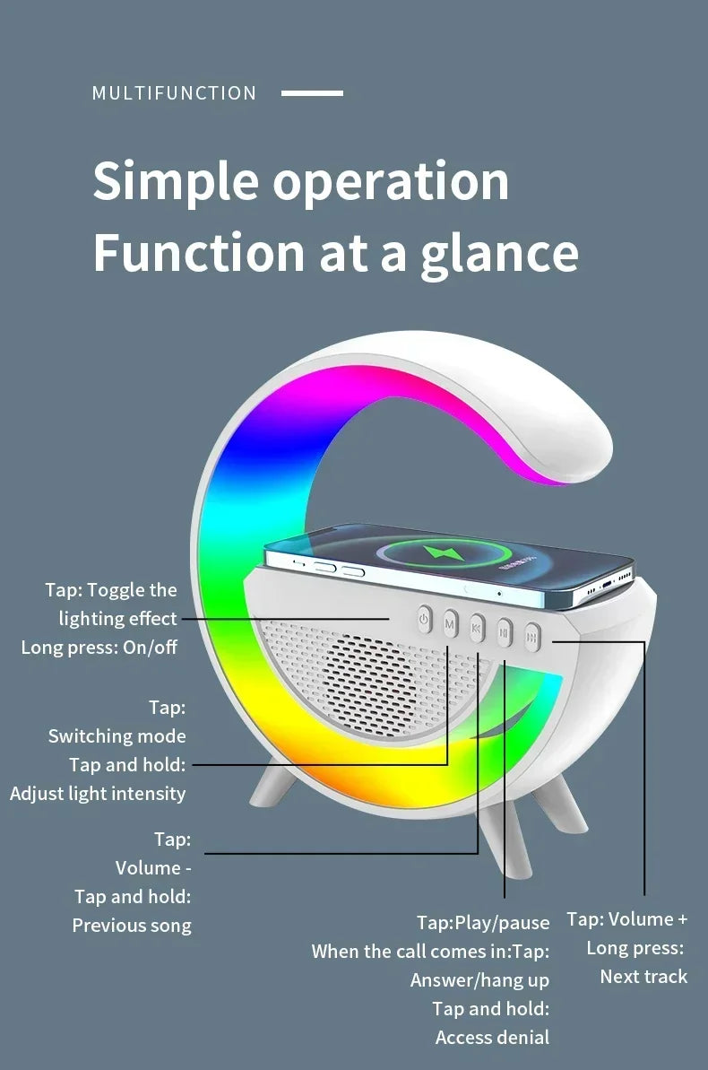 BT-2301 LED Bluetooth Speaker with LED Ambient Light and Wireless Mobile Charging