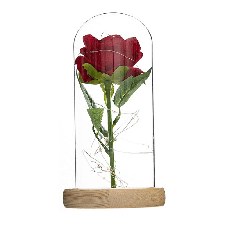 Rose Flower in LED Illuminated Acrylic Dome - Powered by (3 AAA Batteries) - A Perfect Gift for Loved Ones