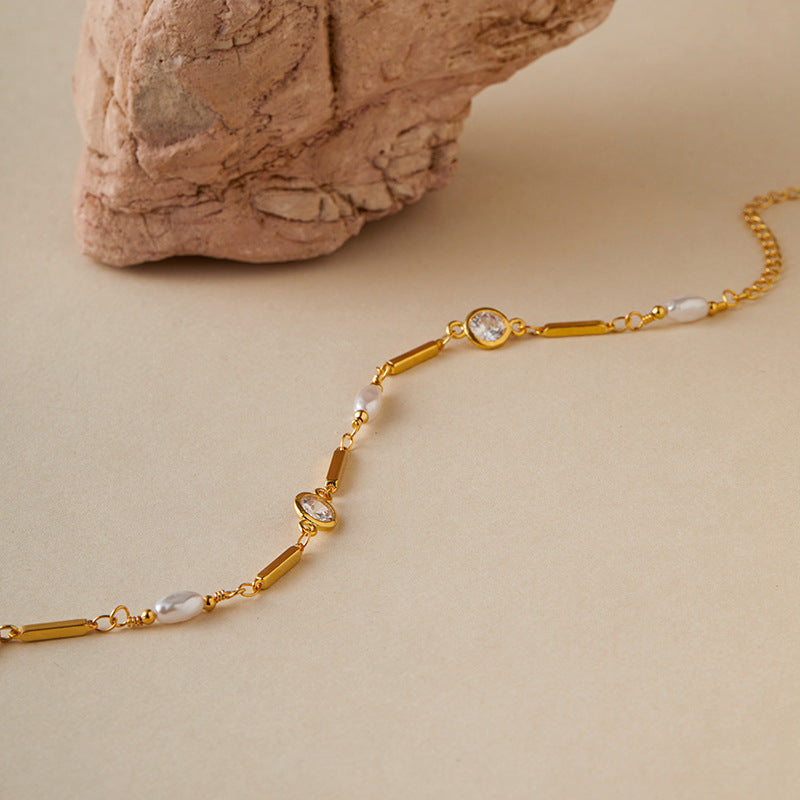 Copper Plating 18K  Retaining Inlaid Zircon Bracelet