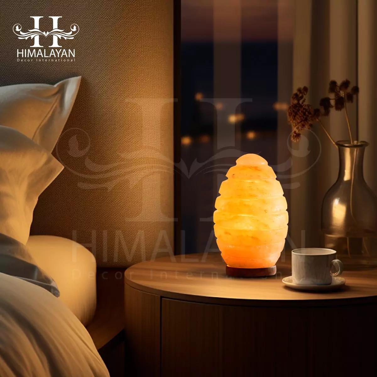 Egg Shape Lines Crystal Salt Lamp