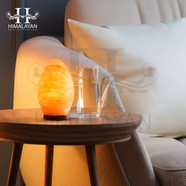 Egg Shape Lines Crystal Salt Lamp