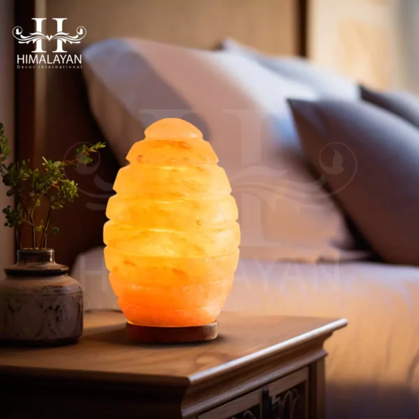 Egg Shape Lines Crystal Salt Lamp