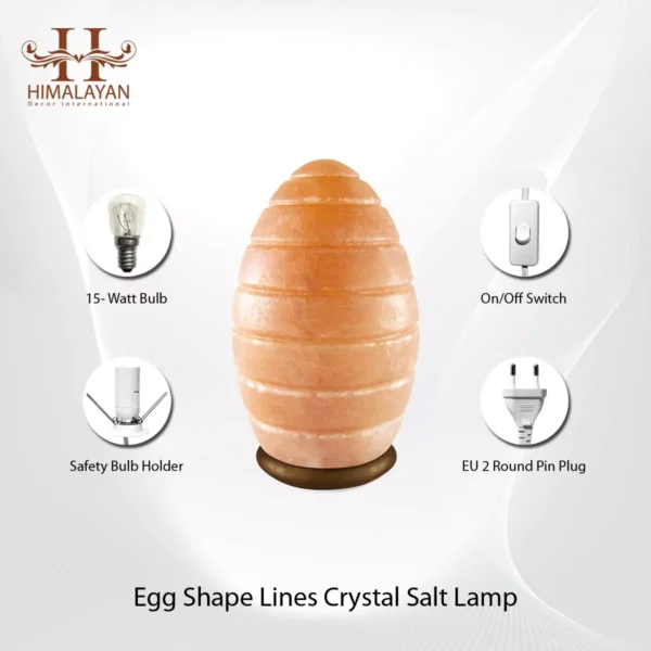 Egg Shape Lines Crystal Salt Lamp