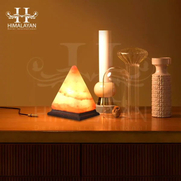 Hand Carved Pyramid Shape Himalayan Crystal Salt Lamp