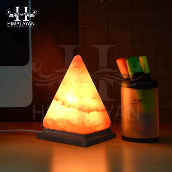 Hand Carved Pyramid Shape Himalayan Crystal Salt Lamp