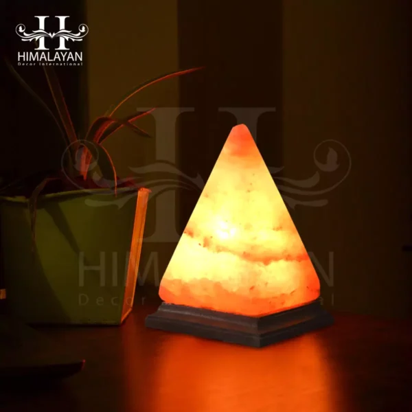 Hand Carved Pyramid Shape Himalayan Crystal Salt Lamp