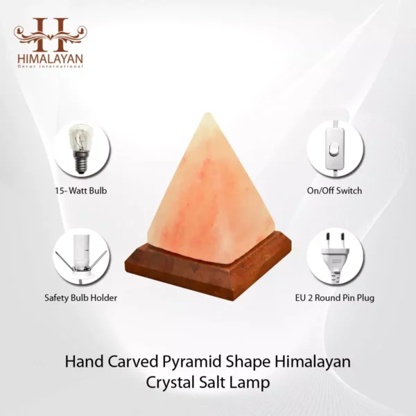 Hand Carved Pyramid Shape Himalayan Crystal Salt Lamp