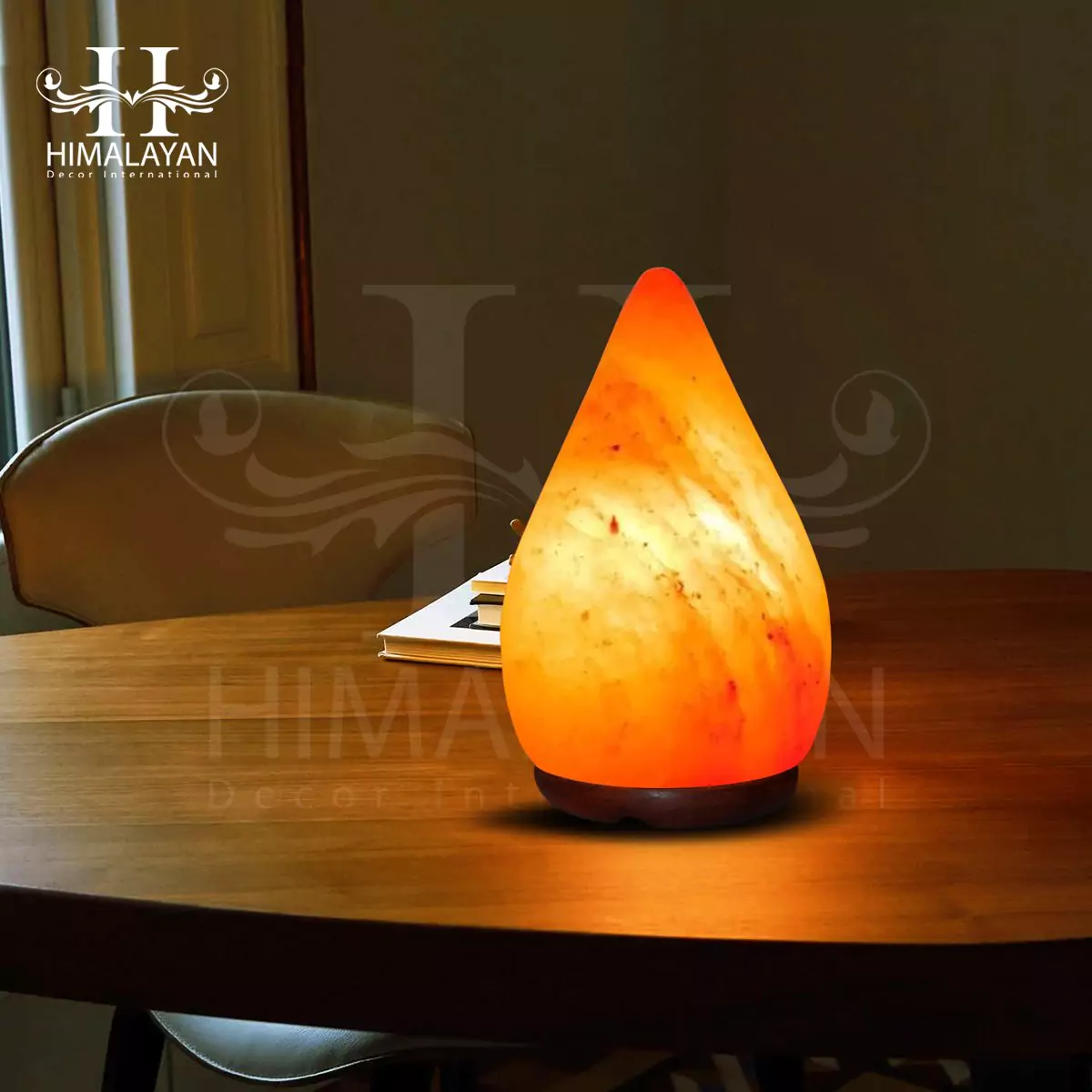 Hand Carved Raindrop Shape Himalayan Crystal Salt Lamp