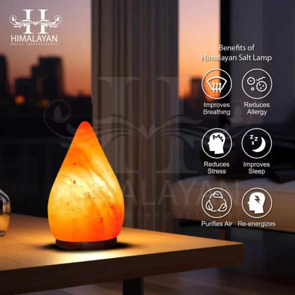 Hand Carved Raindrop Shape Himalayan Crystal Salt Lamp